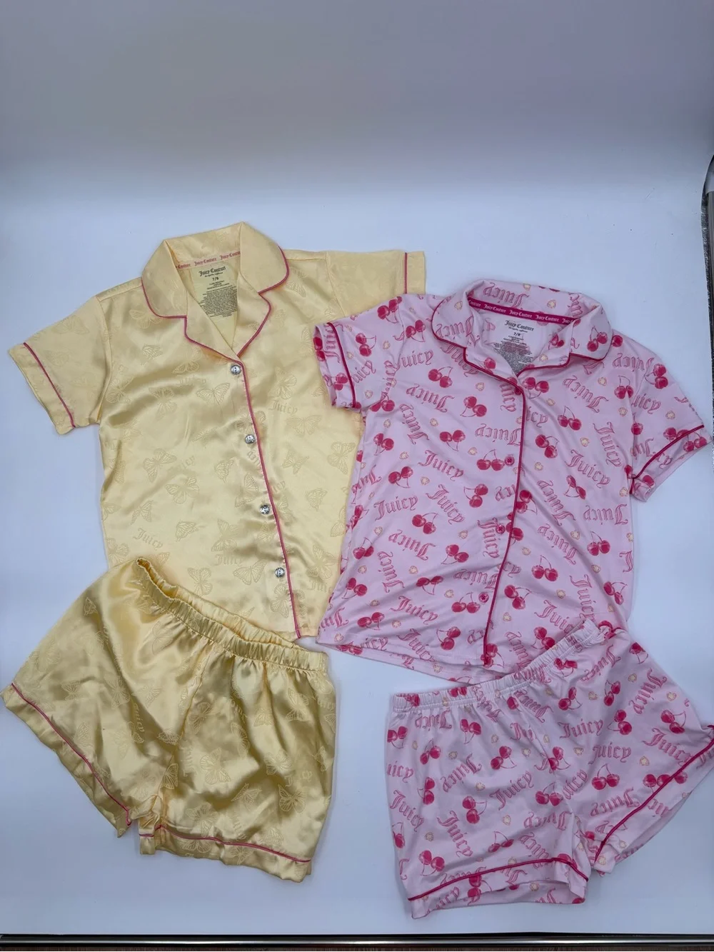 Juicy Couture‎ Girls 7/8 Pajama Shorts Set Bundle NWOT Cherry Butterfly